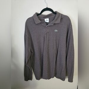 Lacoste Long Sleeve Polo Shirt | Size 8 XL | Brown Pima Cotton | Classic
